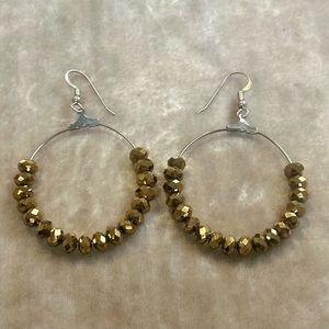 Women’s Gold Metallic Crystal Bead Earrings